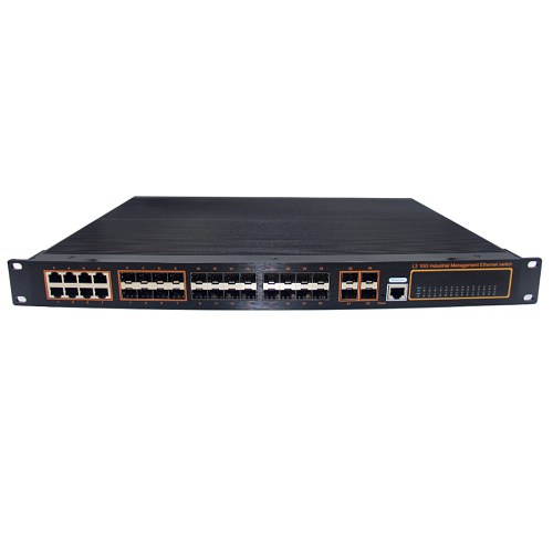 24千兆光口+8千兆复用电口+4个万兆SFP+ 万兆网管型机架式工业汇聚交换机