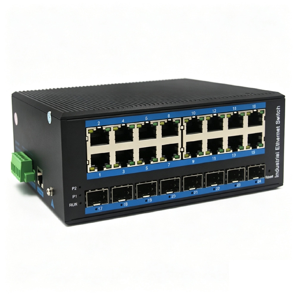 16-port 10/100/1000Base-TX+8G SFP Managed Industrial PoE Switch